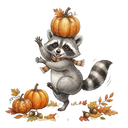 Halloween Raccoon 100% Cotton Fabric Panel Block FLIP-ART4009