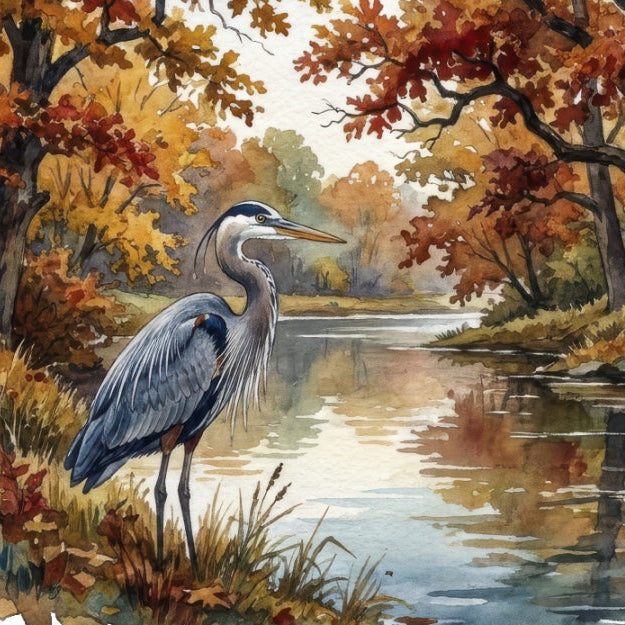 Blue Heron 100% Cotton Fabric Panel Block Quilt Square FLIP-ART4027