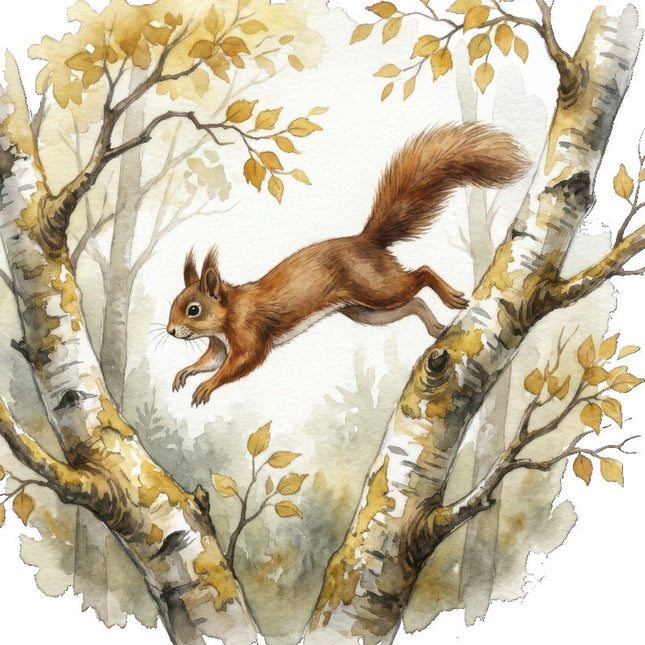 squirrel in tree fabric panel