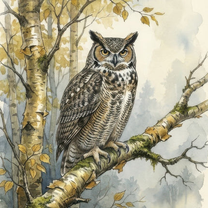 owl in tree fabric panel