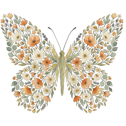 floral butterfly fabric panel