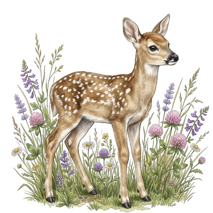 floral deer fabric panel