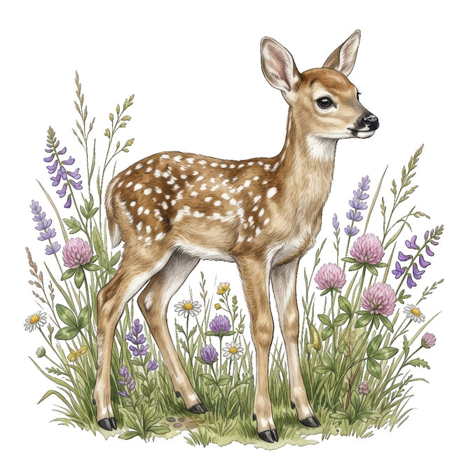 floral deer fabric panel