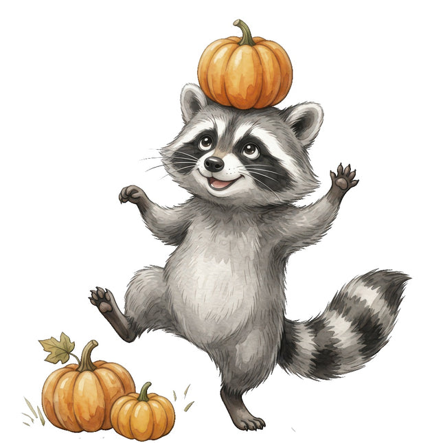 raccoon pumpkin fabric panel