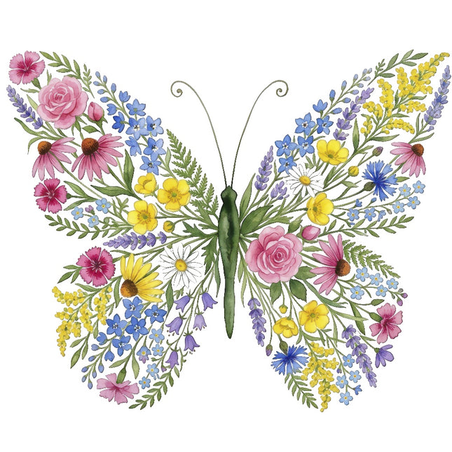 floral butterfly fabric panel