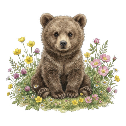 floral bear fabric panel