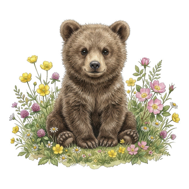 floral bear fabric panel