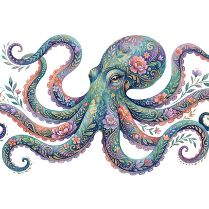 Octopus 100% Cotton Fabric Panel Block Quilt Square ART4065