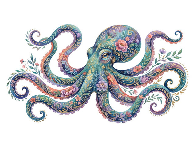 Octopus 100% Cotton Fabric Panel Block Quilt Square ART4065