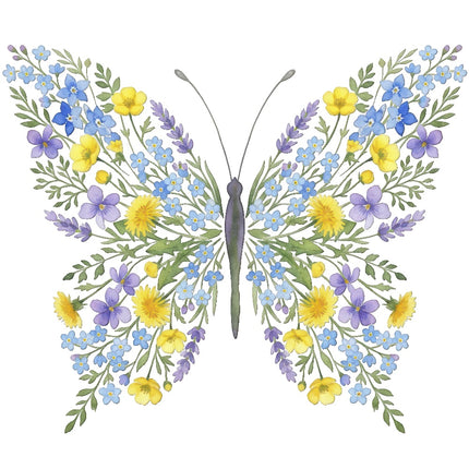 Floral Butterfly 100% Cotton Fabric Panel Block Quilt Square ART4070