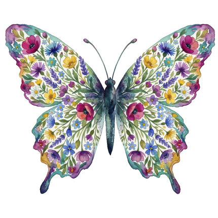Floral Butterfly 100% Cotton Fabric Panel Block Quilt Square ART4082