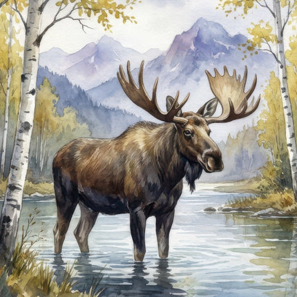 Moose 100% Cotton Fabric Panel Block Quilt Square ART4084