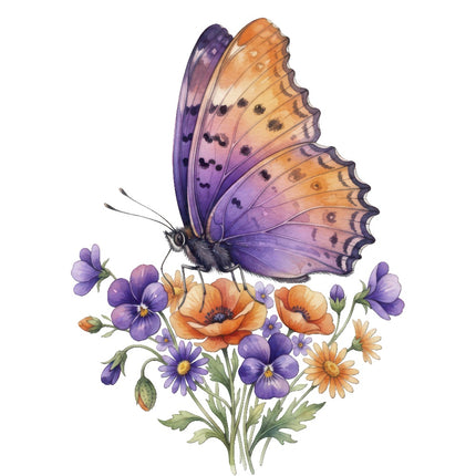 Floral Butterfly 100% Cotton Fabric Panel Block Quilt Square ART4090