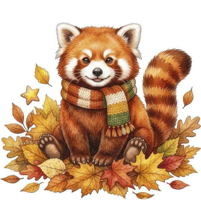 Autumn Red Panda 100% Cotton Fabric Panel Block ART4094