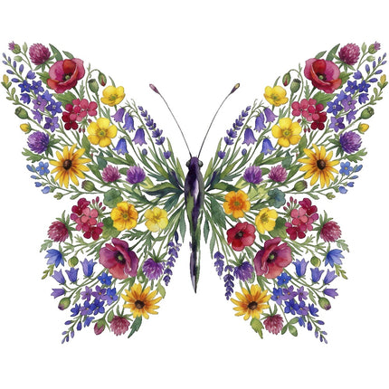 Floral Butterfly 100% Cotton Fabric Panel Block Quilt Square ART4109