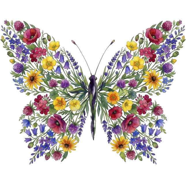 Floral Butterfly 100% Cotton Fabric Panel Block Quilt Square ART4109