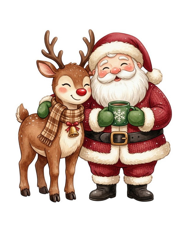 santa square fabric panel