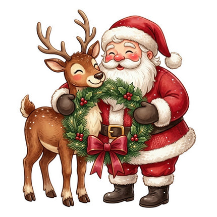 santa square fabric panel