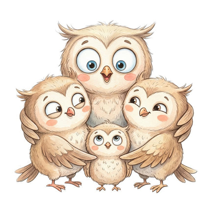 owl family fabric panel