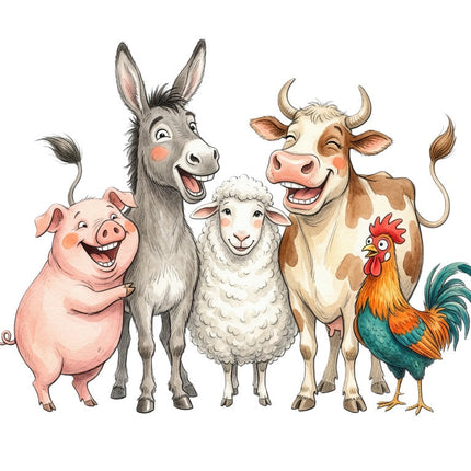 farm animals fabric panel