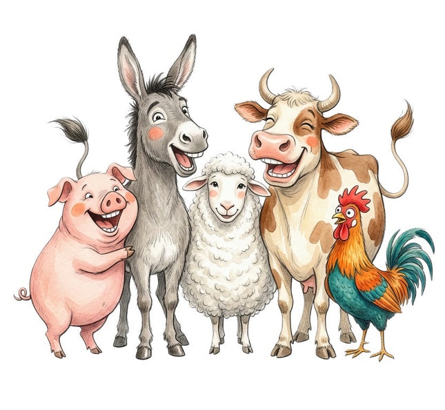 farm animals fabric panel
