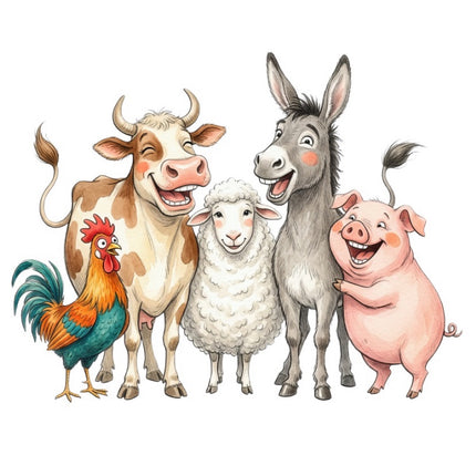 farm animals fabric panel