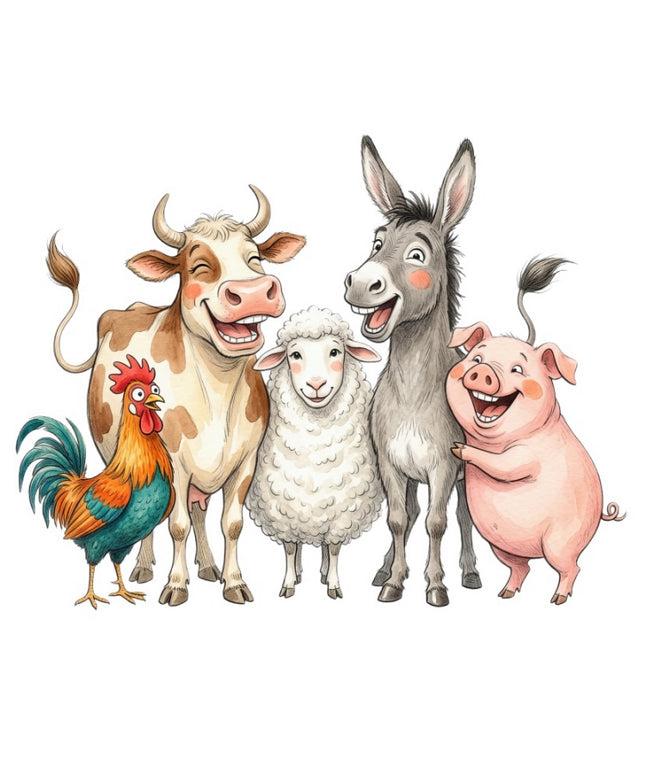 farm animals fabric panel