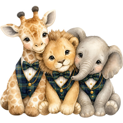 boy elephant giraffe and lion quilt square