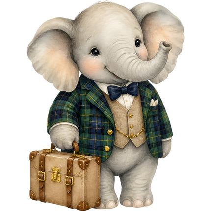 boy elephant fabric panel