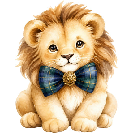 boy lion wearing bow tie fabric panel