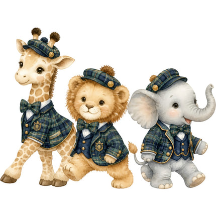 giraffe lion and elephant fabric panel