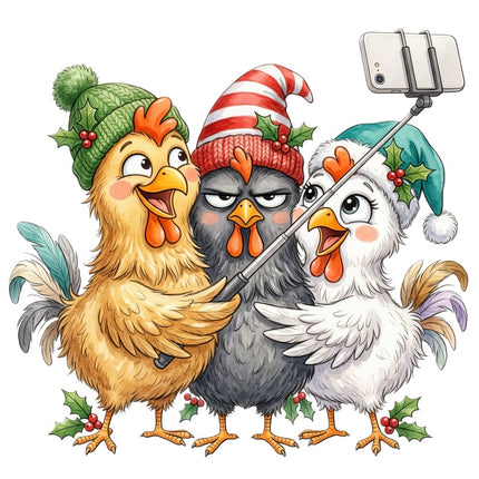 whimsical chickens fabric panel