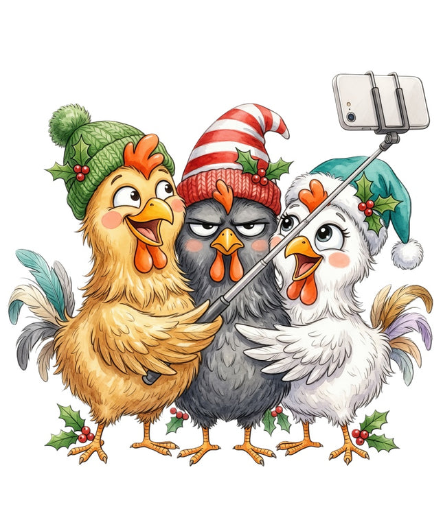 whimsical chickens fabric panel