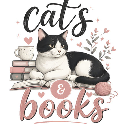 cats and book fabric panel