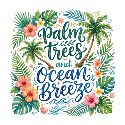palm trees and ocean breeze fabric panel