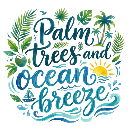 palm trees and ocean breeze fabric panel