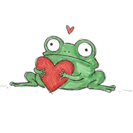 Quirky Frog Holding Heart 100% Cotton Fabric Panel Block FLIP-ART4803