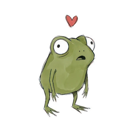 Quirky Frog With Heart 100% Cotton Fabric Panel Block FLIP-ART4805