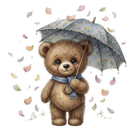Umbrella Bear 100% Cotton Fabric Panel Block Quilt Square ART4816