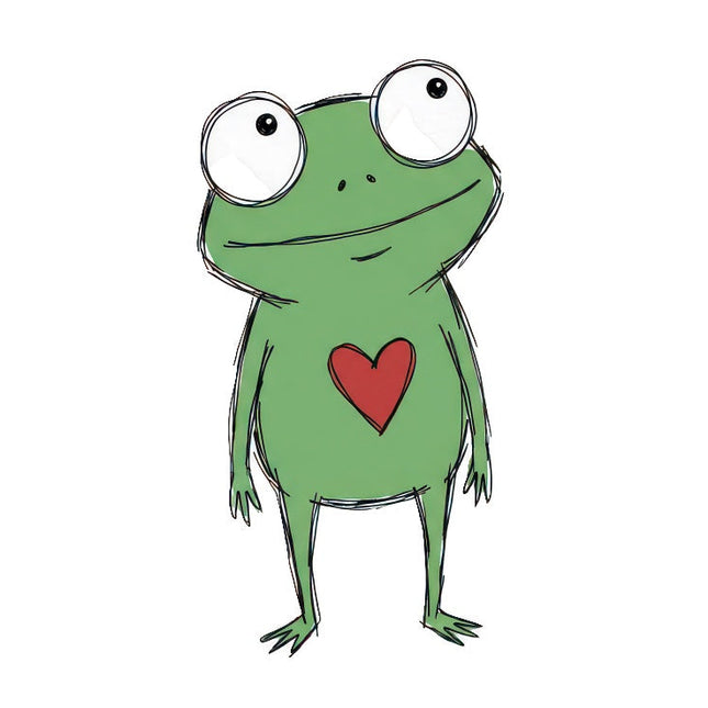 Quirky Frog With Heart 100% Cotton Fabric Panel Block Quilt Square ART4818