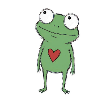 Quirky Frog With Heart 100% Cotton Fabric Panel Block FLIP-ART4818