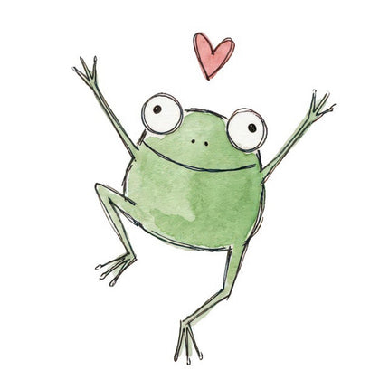 Quirky Frog With Heart 100% Cotton Fabric Panel Block FLIP-ART4821