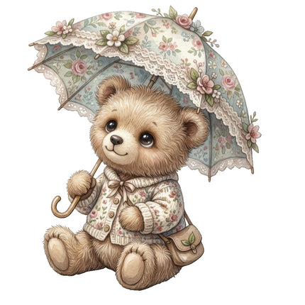 Umbrella Bear 100% Cotton Fabric Panel Block Quilt Square ART4822