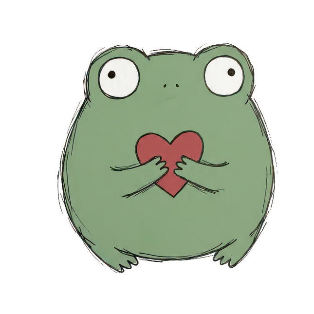 Quirky Frog With Heart 100% Cotton Fabric Panel Block Quilt Square ART4825