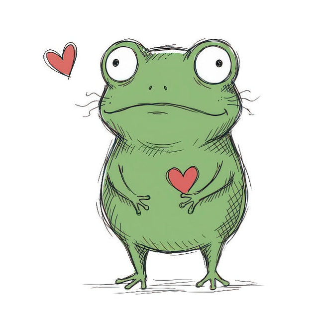 Quirky Frog With Heart 100% Cotton Fabric Panel Block Quilt Square ART4831