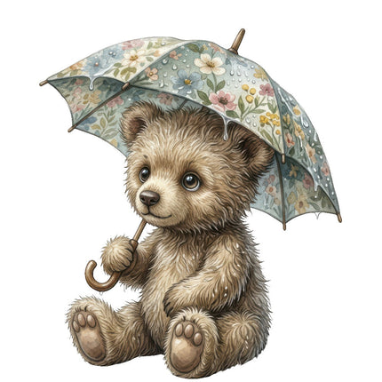 Umbrella Bear 100% Cotton Fabric Panel Block Quilt Square ART4832