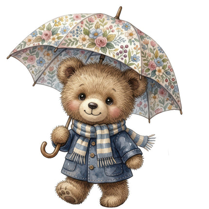 Umbrella Bear 100% Cotton Fabric Panel Block Quilt Square ART4835