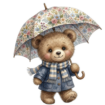 Umbrella Bear 100% Cotton Fabric Panel Block Quilt Square FLIP-ART4835