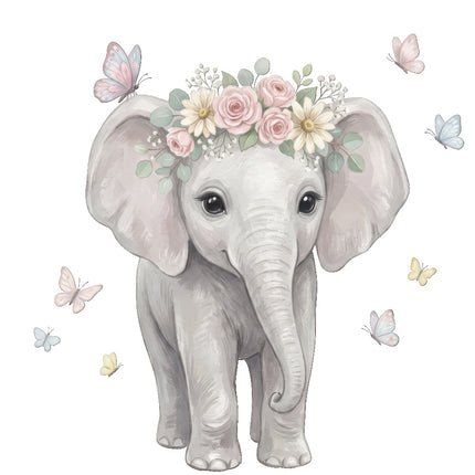 butterflies and elephant fabric panel