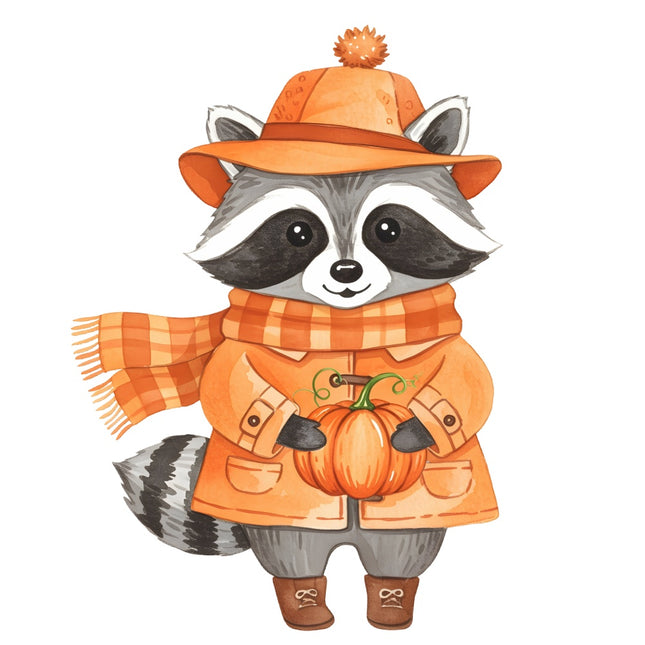 autumn raccoon quilt square